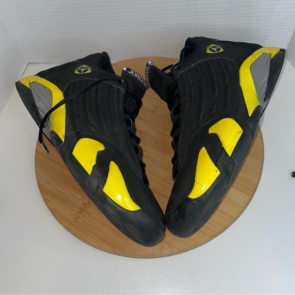 COPY - Nike Air Jordan Retro XIV 14 Thunder Black Vibrant Yellow 487471-070 Siz… - Picture 7 of 12